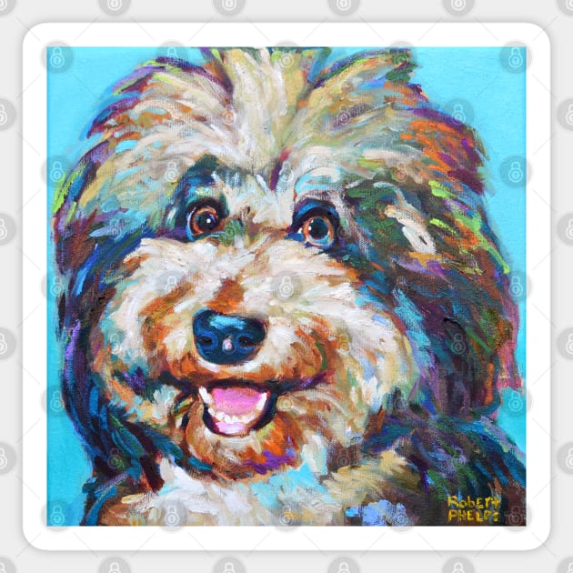 Olivia, the AussieDoodle Sticker by RobertPhelpsArt